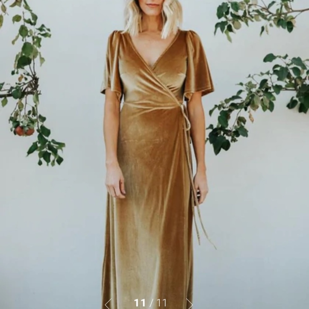 Baltic Born Velvet Wrap Maxi Dress Gold